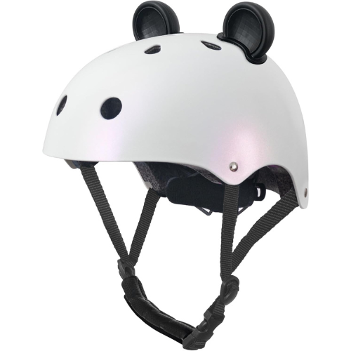 Helmorra White Kids Safety Helmet With Cute Black Ears For Cycling And Skating