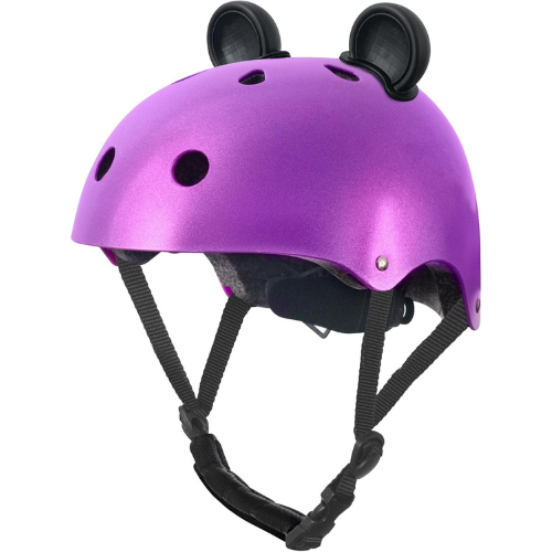Helmorra White Kids Safety Helmet With Cute Black Ears For Cycling And Skating