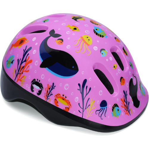 Helmorra Blue Under The Sea Kids Safety Helmet With Whales And Fish