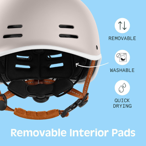 Minimalist Cream Urban Cycling Helmet With Adjustable Coral Straps For City Commuting