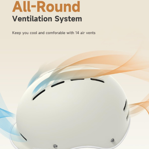 Minimalist Cream Urban Cycling Helmet With Adjustable Coral Straps For City Commuting