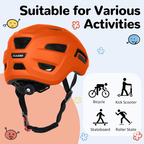 Lightweight Matte Orange Cycling Helmet With Breathable Vents For Road Mountain Biking