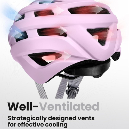 Matte Pink Lightweight Road Cycling Helmet With Aerodynamic Cooling Vents