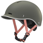 Minimalist Cream Urban Cycling Helmet With Adjustable Coral Straps For City Commuting