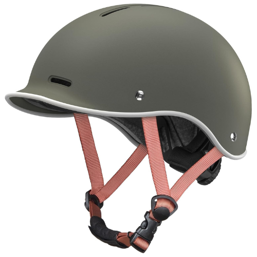 Minimalist Cream Urban Cycling Helmet With Adjustable Coral Straps For City Commuting